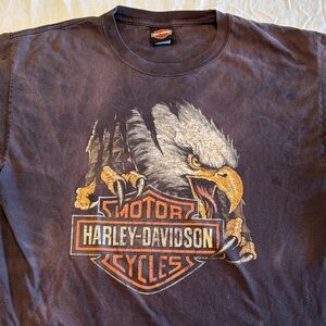 Harley-Davidson Classic Biker Eagle Logo Black T-Shirt , some staining , L , $32